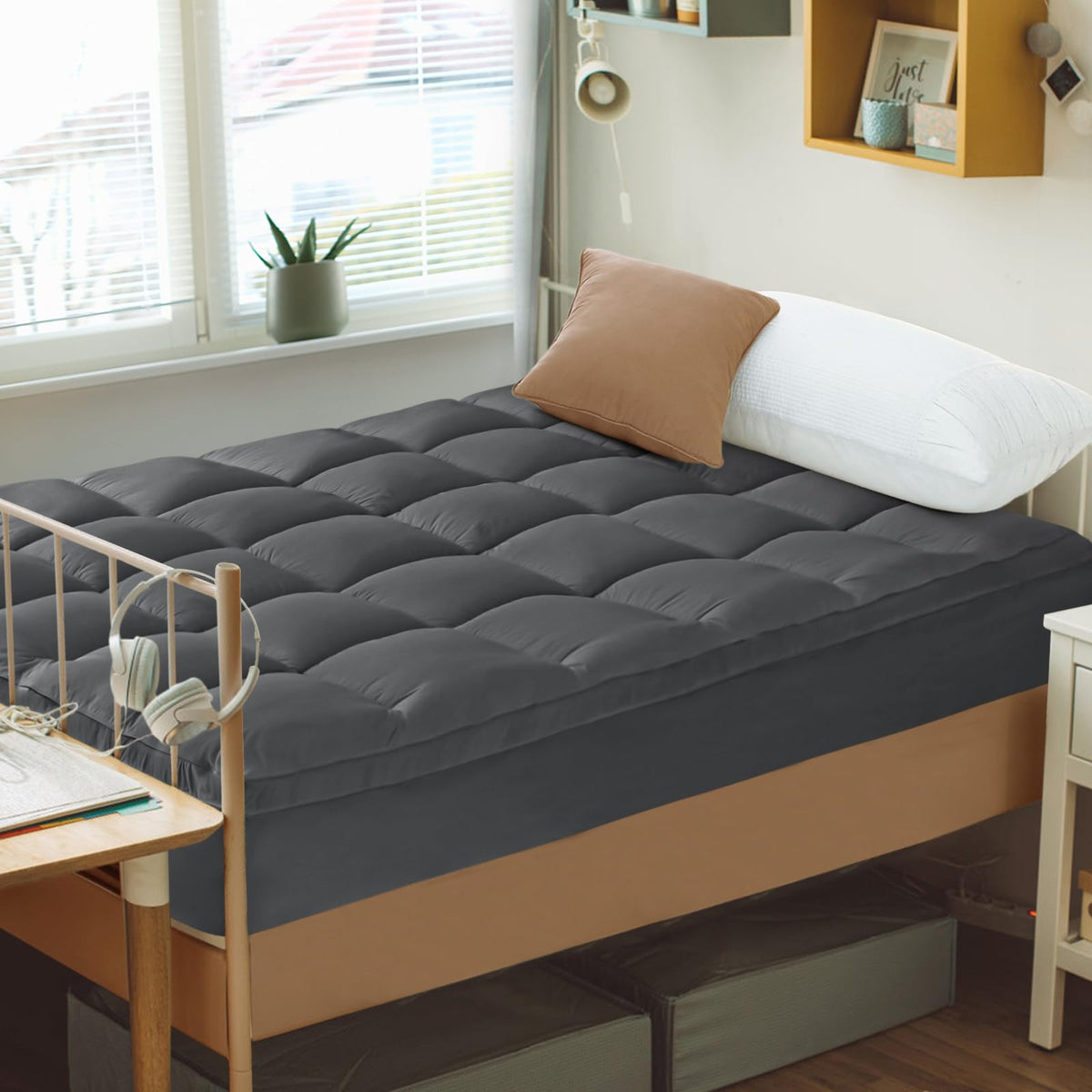 CYMULA Mattress Topper Queen Size - Extra Thick Cooling Mattress Pad Cover for Back Pain - Soft Mattress Protector Firm Bed Topper Pillow Top with 8-21 Inch Deep Pocket 3D Snow Down Alternative Fill
