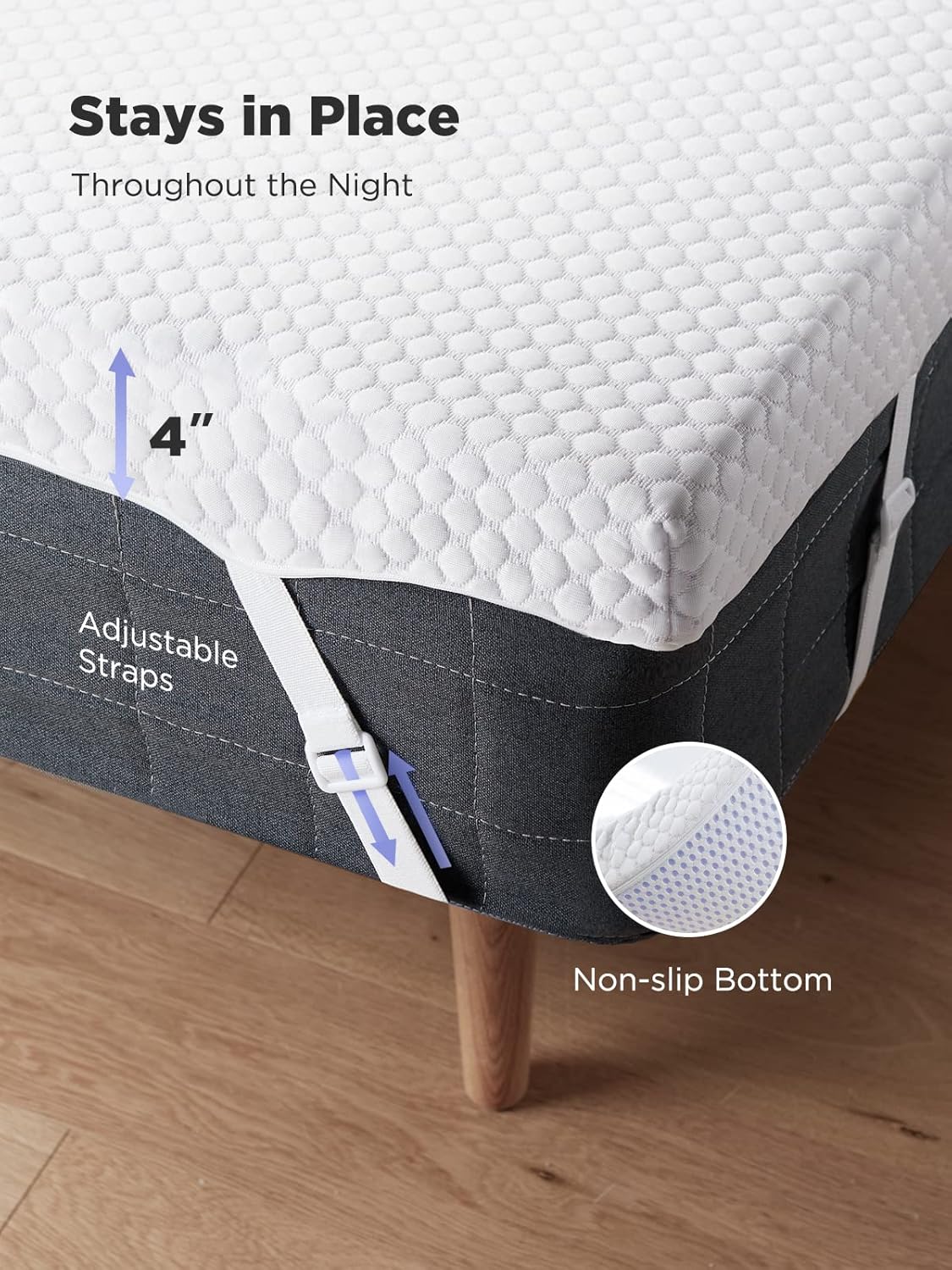 PERLECARE Full Size 3 Inch Gel Memory Foam Mattress Topper with Cover