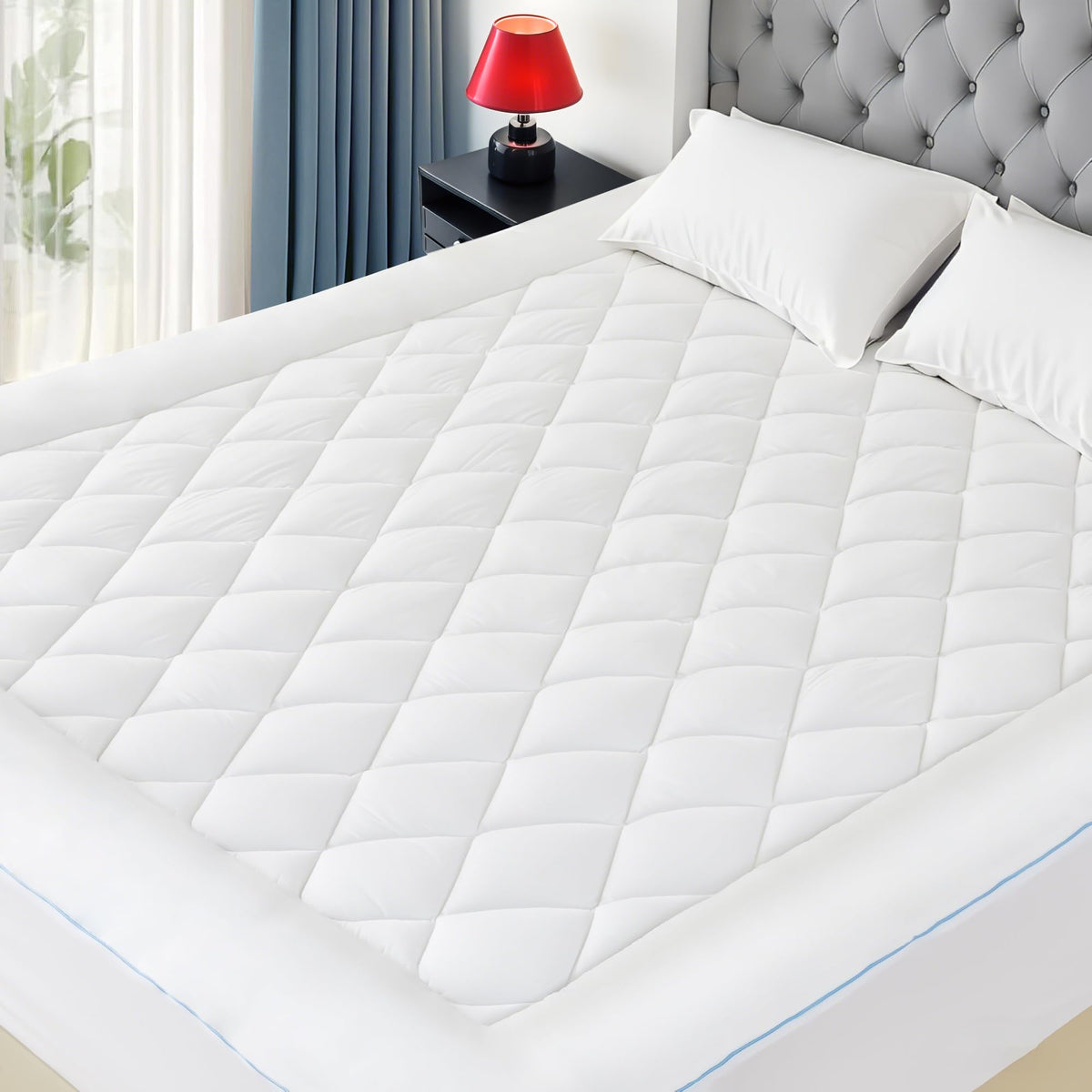 Queen Mattress Pad Cotton Quilted Cover 8-22" Deep Pocket, Regular