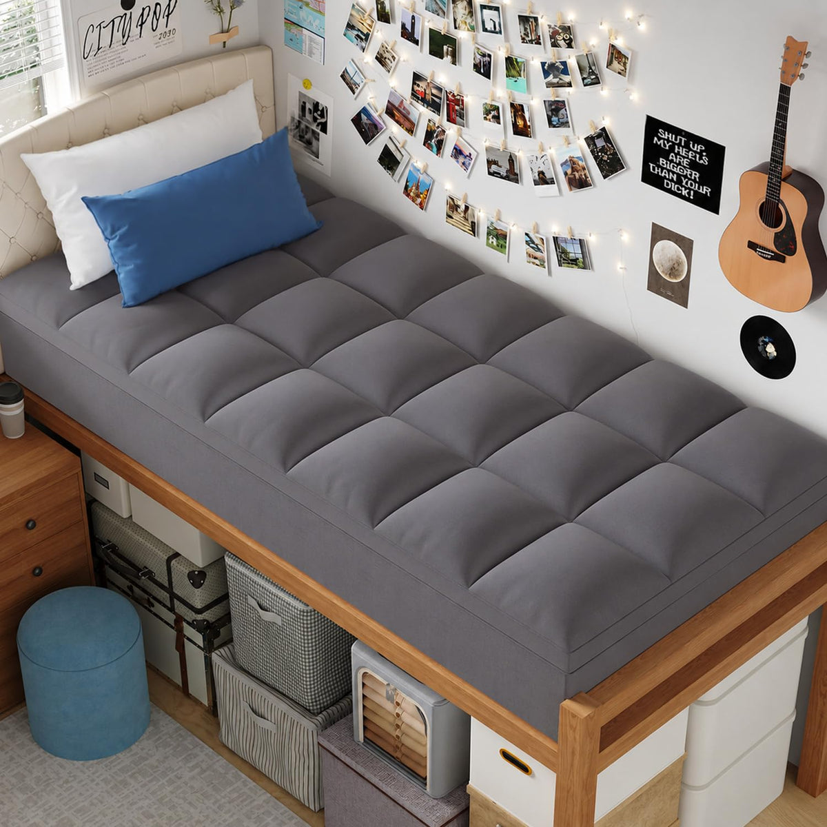 ELEMUSE Queen Mattress Topper, Extra Thick Pillow Top Mattress Pad Cover