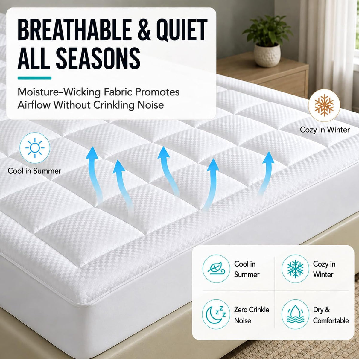 Full Mattress Pad Pillow Top, Deep Pocket Mattress Cover