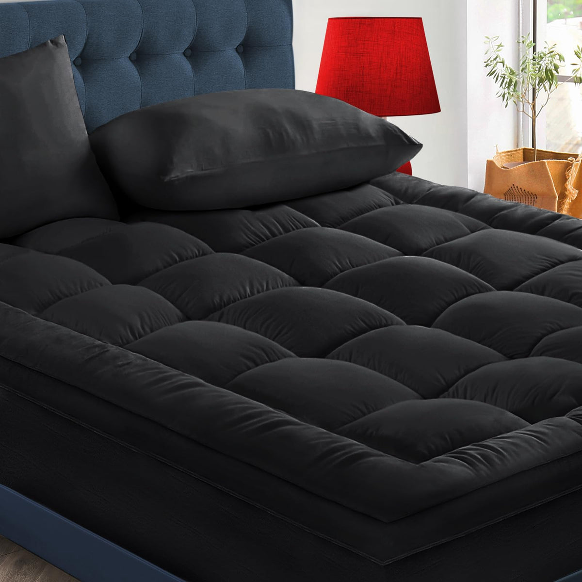 CYMULA Mattress Topper Queen Size - Extra Thick Cooling Mattress Pad Cover for Back Pain - Soft Mattress Protector Firm Bed Topper Pillow Top with 8-21 Inch Deep Pocket 3D Snow Down Alternative Fill