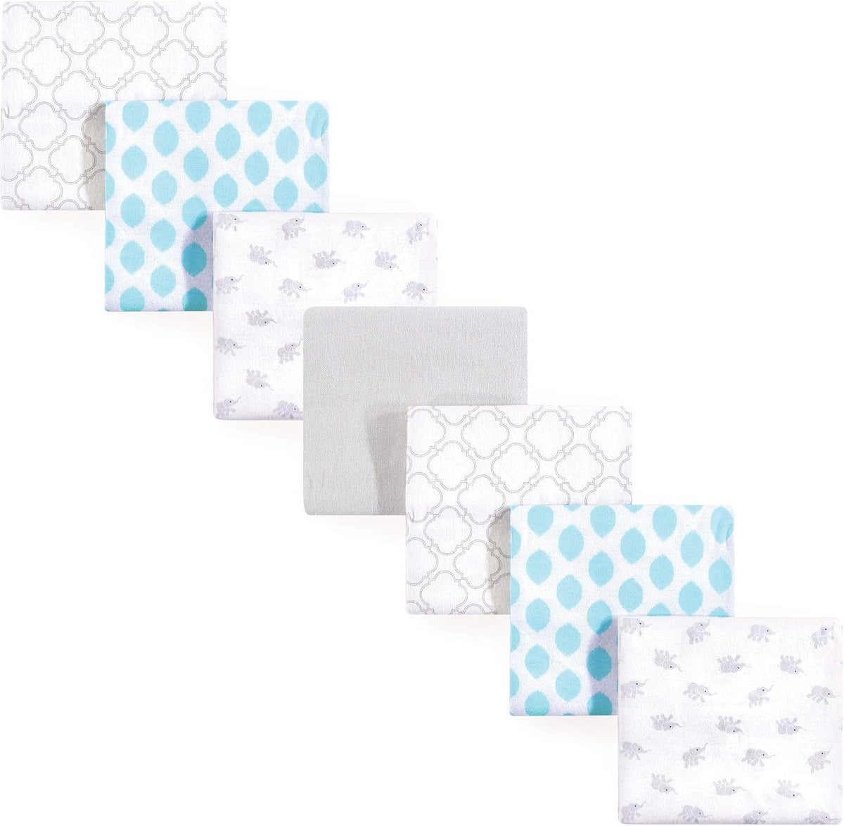 Luvable Friends Unisex Baby Cotton Flannel Receiving Blankets, Basic Elephant 7-Pack, One Size