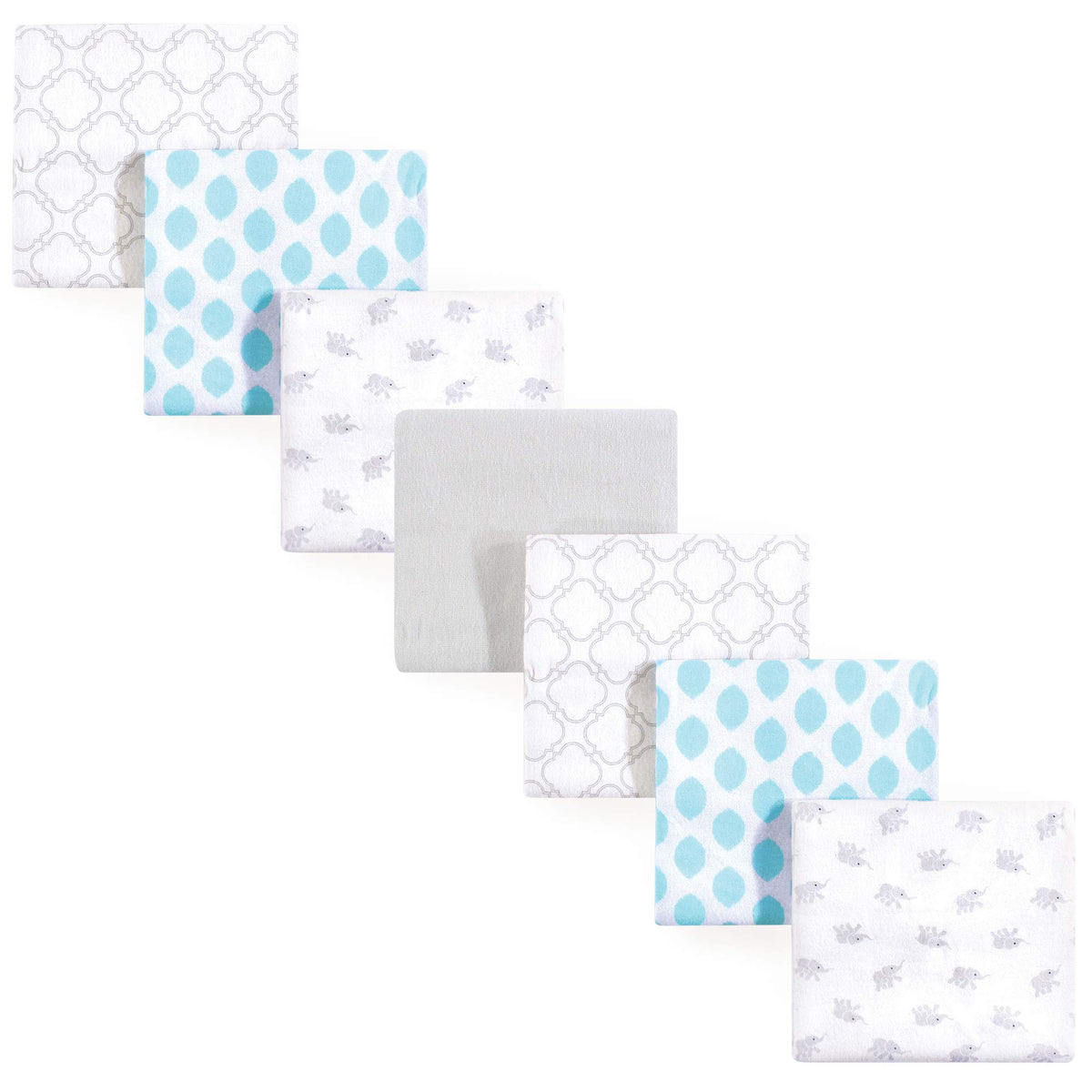 Luvable Friends Unisex Baby Cotton Flannel Receiving Blankets, Basic Elephant 7-Pack, One Size