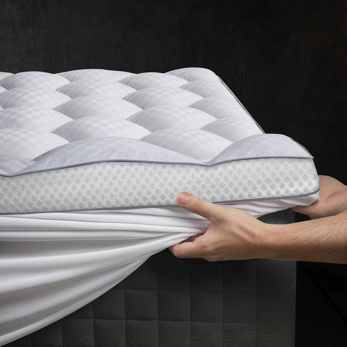 Milcabe Memory Foam Mattress Topper Super King for Back Pain, Extra Soft Pillow Top King Mattress Topper with 4X Support, Mattress Pad with Breathable Air Mesh Sides, 6-21'' Deep Pocket