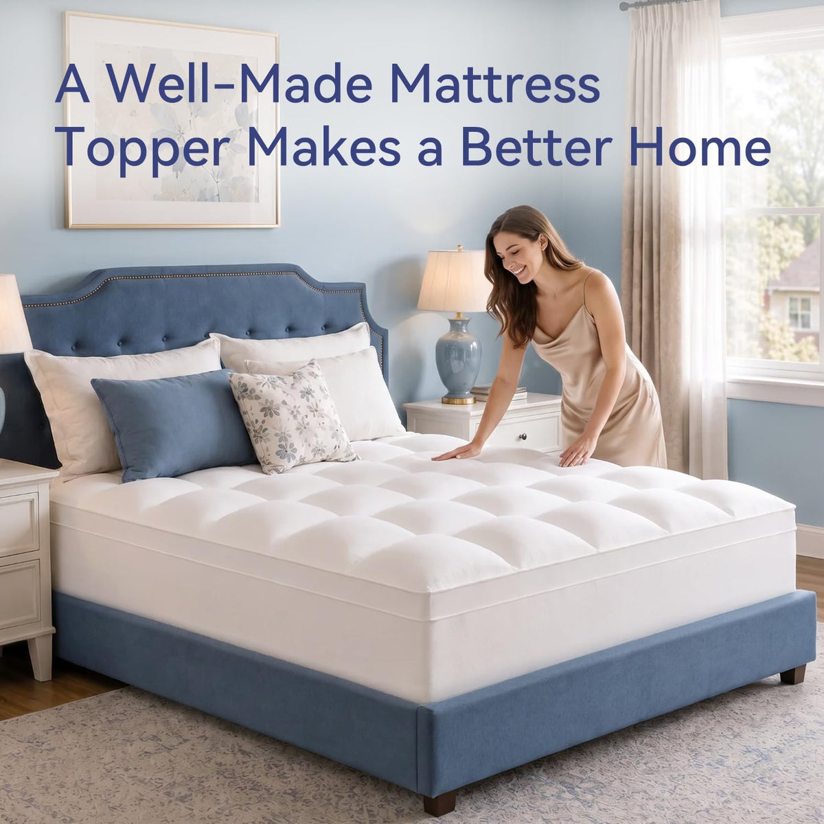 ELEMUSE Queen Mattress Topper, Extra Thick Pillow Top Mattress Pad Cover