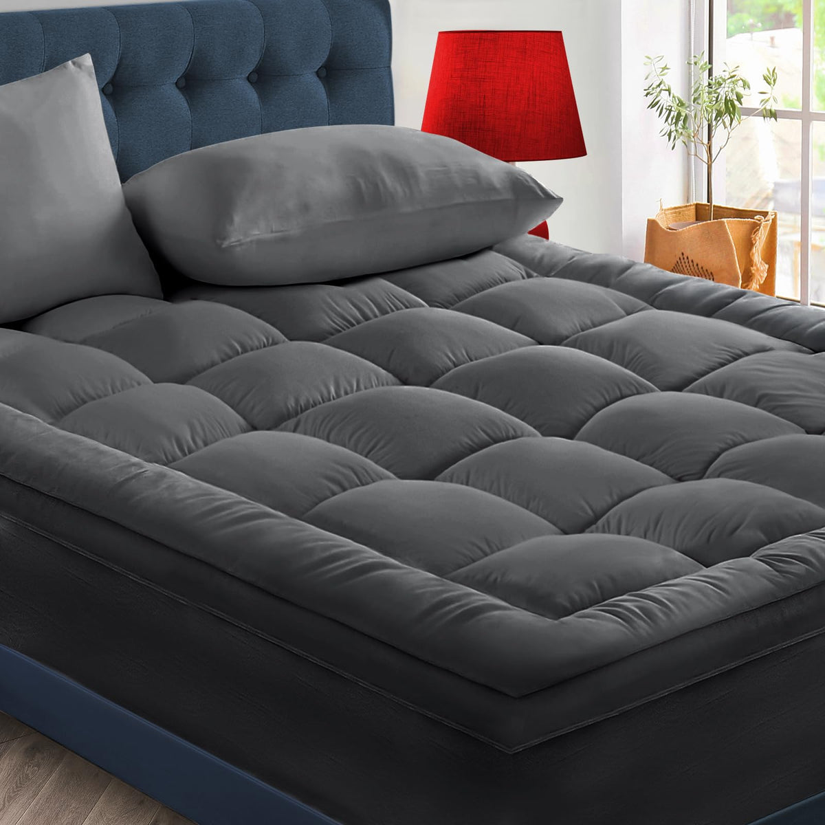 CYMULA Mattress Topper Queen Size - Extra Thick Cooling Mattress Pad Cover for Back Pain - Soft Mattress Protector Firm Bed Topper Pillow Top with 8-21 Inch Deep Pocket 3D Snow Down Alternative Fill