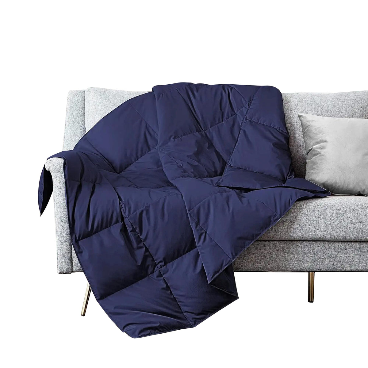 puredown® Soft Feather Down Throw Blanket Lightweight Packable Couch Throw for Indoor and Outdoor Use, Throw 50"X70", Navy