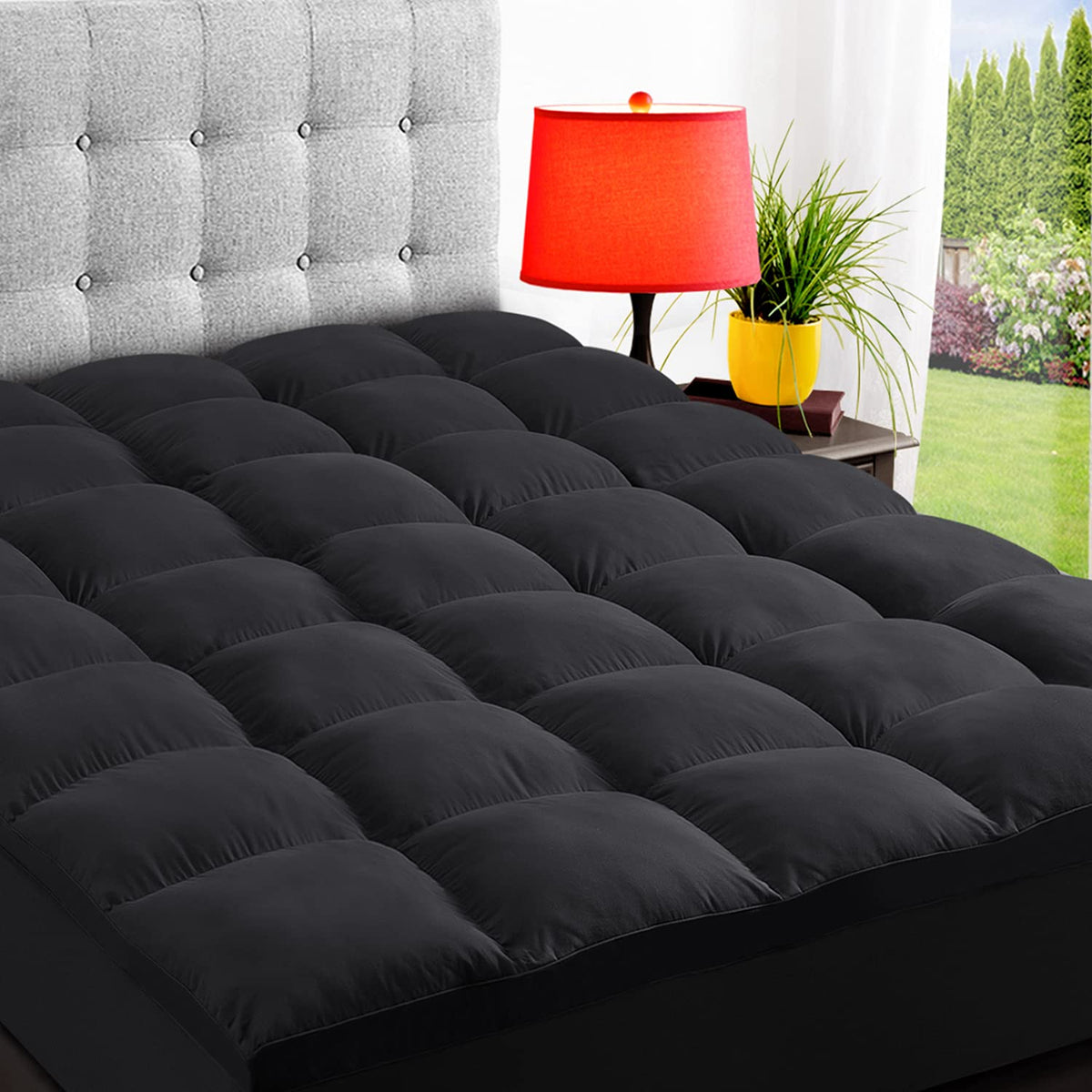 ELEMUSE Queen Mattress Topper, Extra Thick Pillow Top Mattress Pad Cover