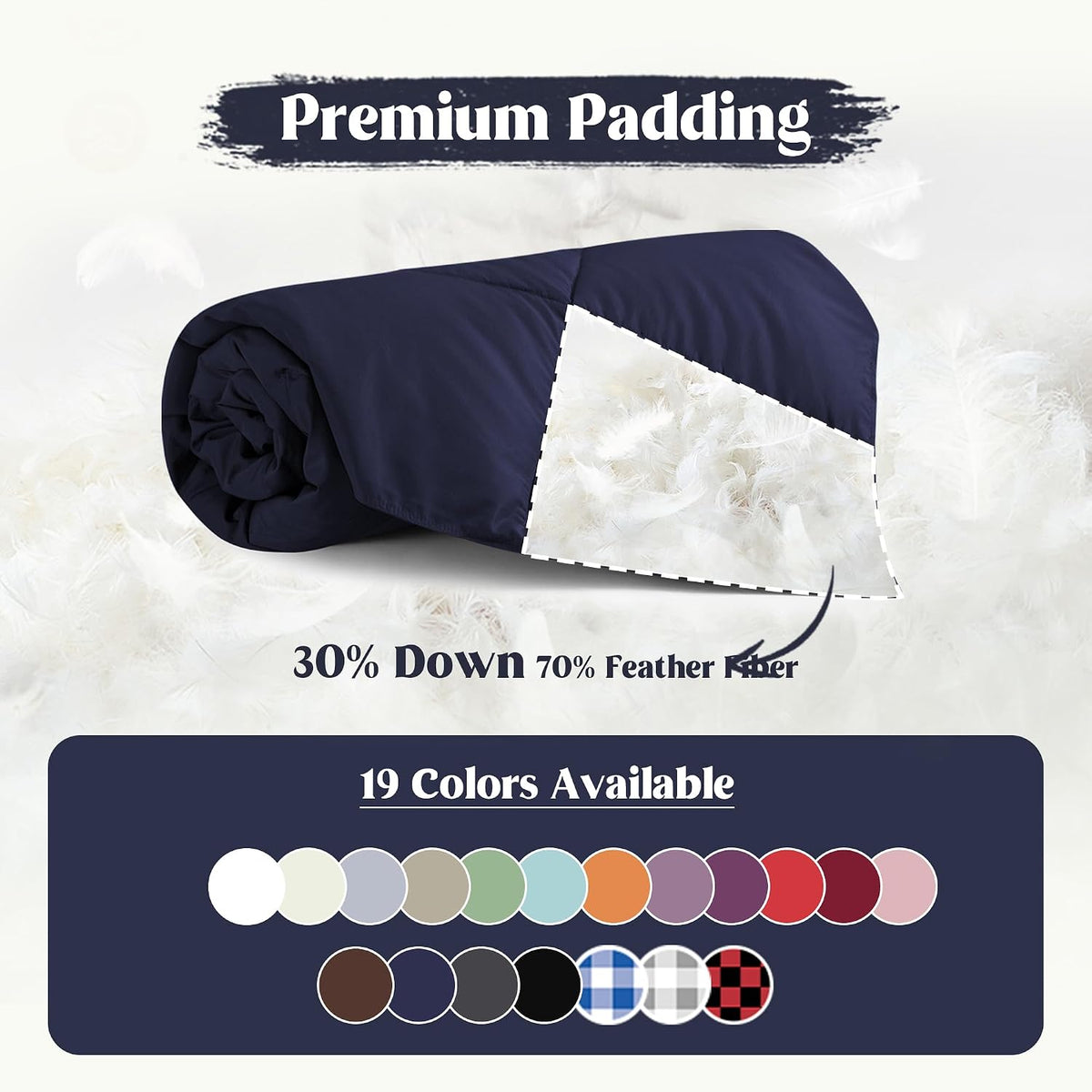 puredown® Soft Feather Down Throw Blanket Lightweight Packable Couch Throw for Indoor and Outdoor Use, Throw 50"X70", Navy