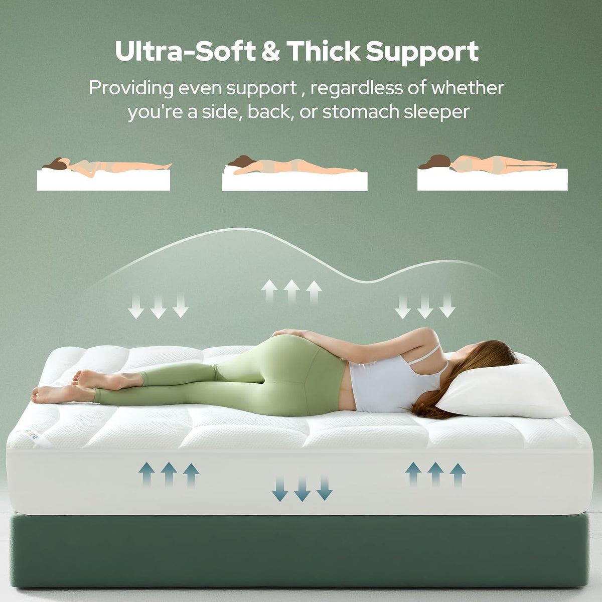 BEDLORE Queen Mattress Topper, Soft Tencel™ Blend Pillow Top Mattress Pad