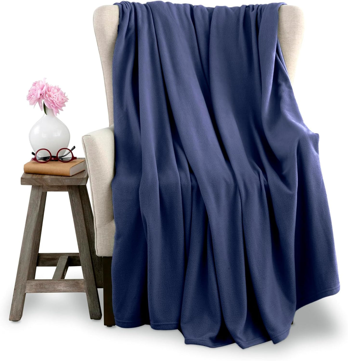 Microfleece Queen Size Blanket | Supersoft Lightweight Throw Blanket | All-Season Comfort | Navy