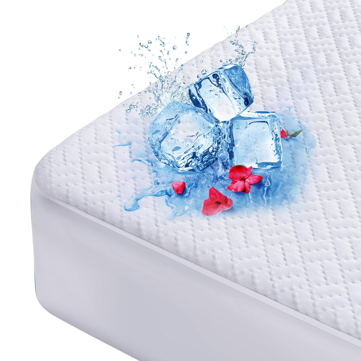 Hanherry 100% Waterproof Mattress Protector King Size, Mattress Cover 3D Air Fabric Cooling Mattress Pad Cover Smooth Soft Breathable Noiseless, 8''-21'' Deep Pocket
