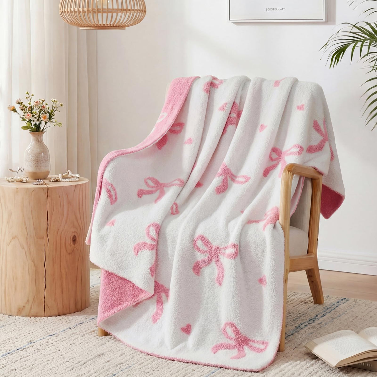 WRENSONGE Soft Checkered Throw Blanket for Couch-Cozy Fall Knitted Blankets