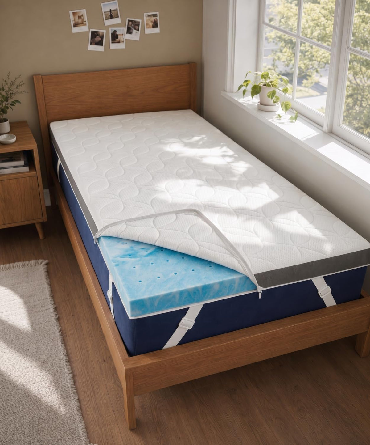 Mattress Topper Queen Size 3 Inch - Soft Cooling Gel Memory Foam Bed Pad