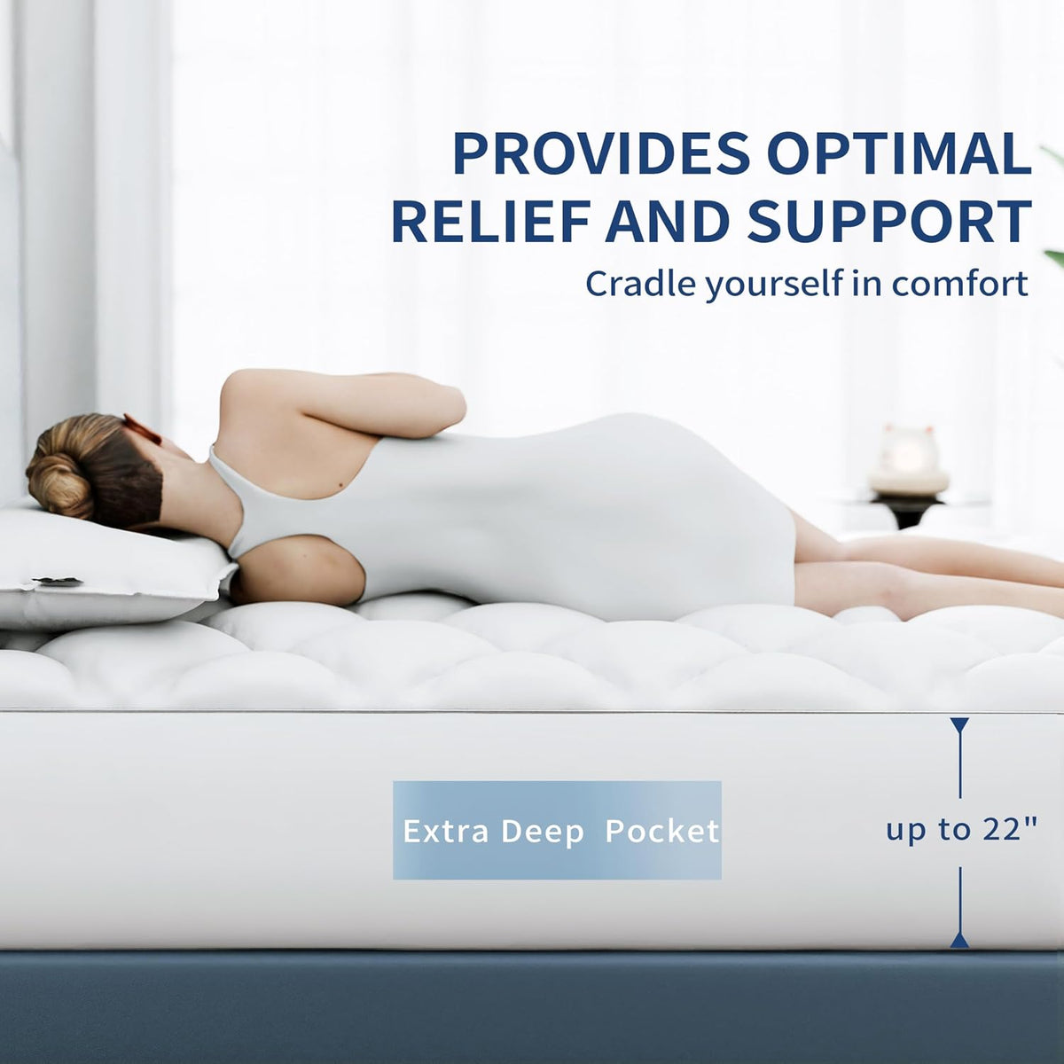 Sunflower Queen Mattress Pad, Cotton Mattress Cover Protector, Thick