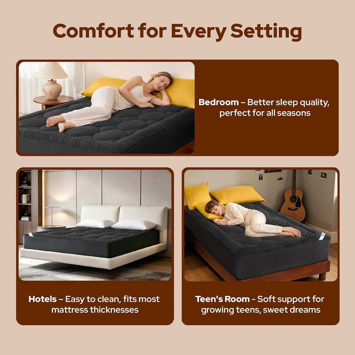 BEDLORE Queen Mattress Pad Cover, Cooling Bamboo Viscose Mattress Topper
