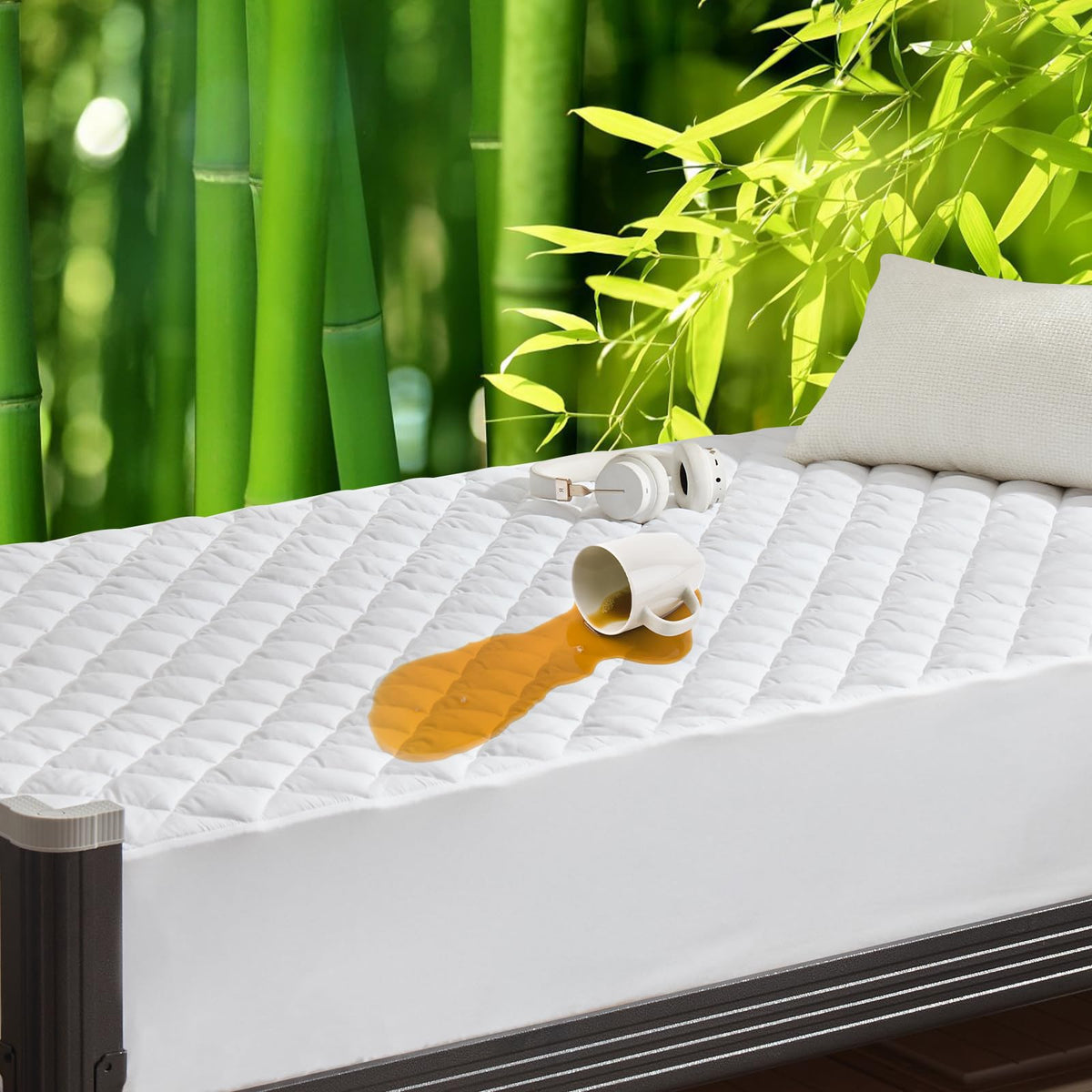 UNILIBRA Twin Size Mattress Pad Cooling Rayon from Bamboo, Quilted Fitted Mattress Protector Pillow Top Single Mattress Cover with Deep Pocket Up to 19 Inches, Ultra Soft Filling Mattress Topper