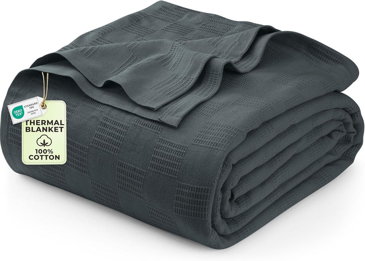 Utopia Bedding 100% Cotton Thermal Blanket Khaki Twin, 90x72 Inches