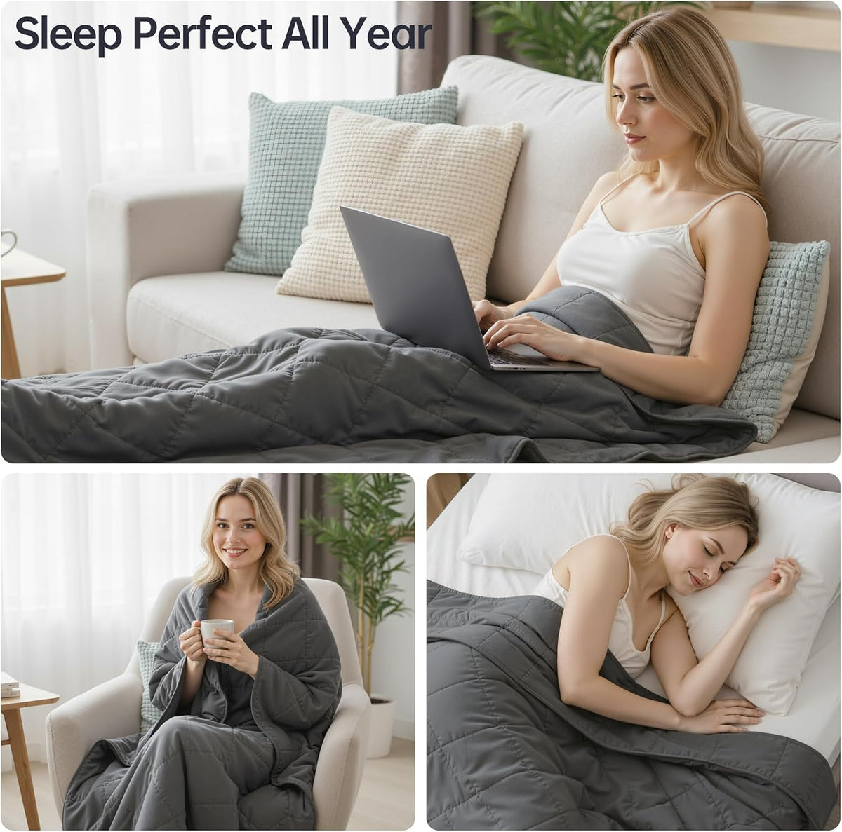 AN Cooling Weighted Blanket for Adults, 60" x 80" 15lbs Queen