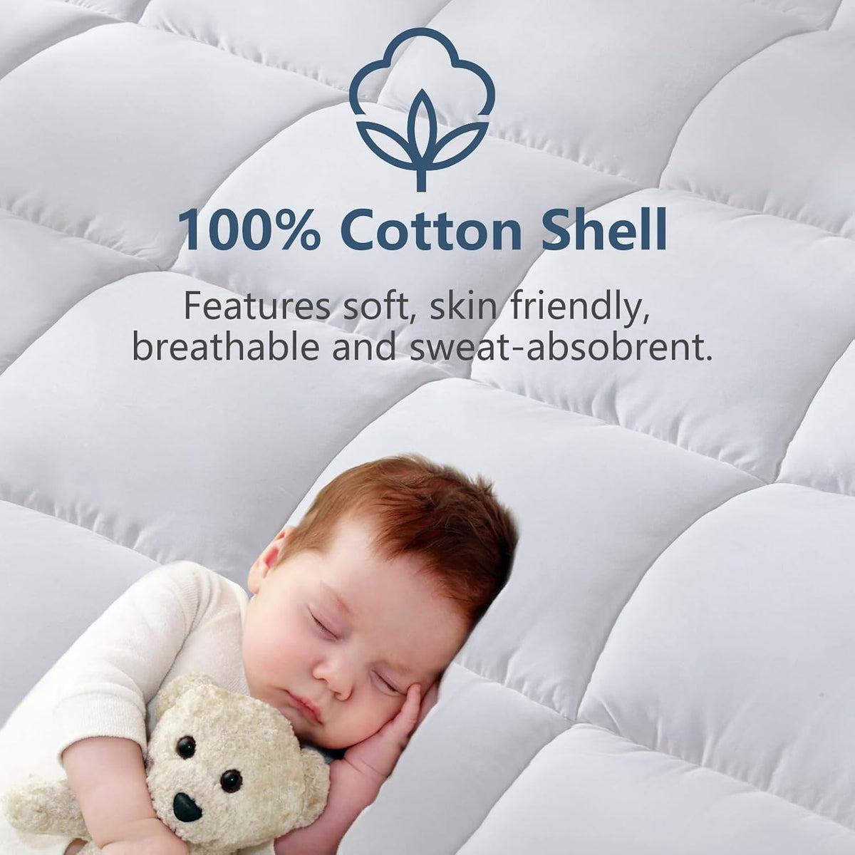 CozyLux Twin Size Mattress Pad Pillow Top Cotton Cooling Mattress Topper