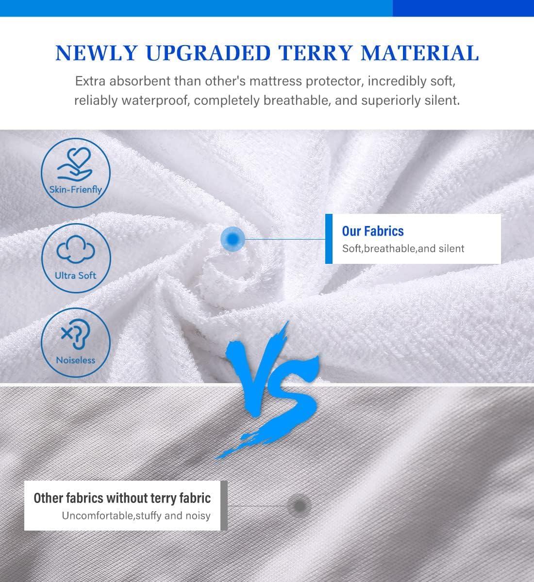 Full Size Mattress Protector Waterproof Mattress Topper Pad Cover Fitted