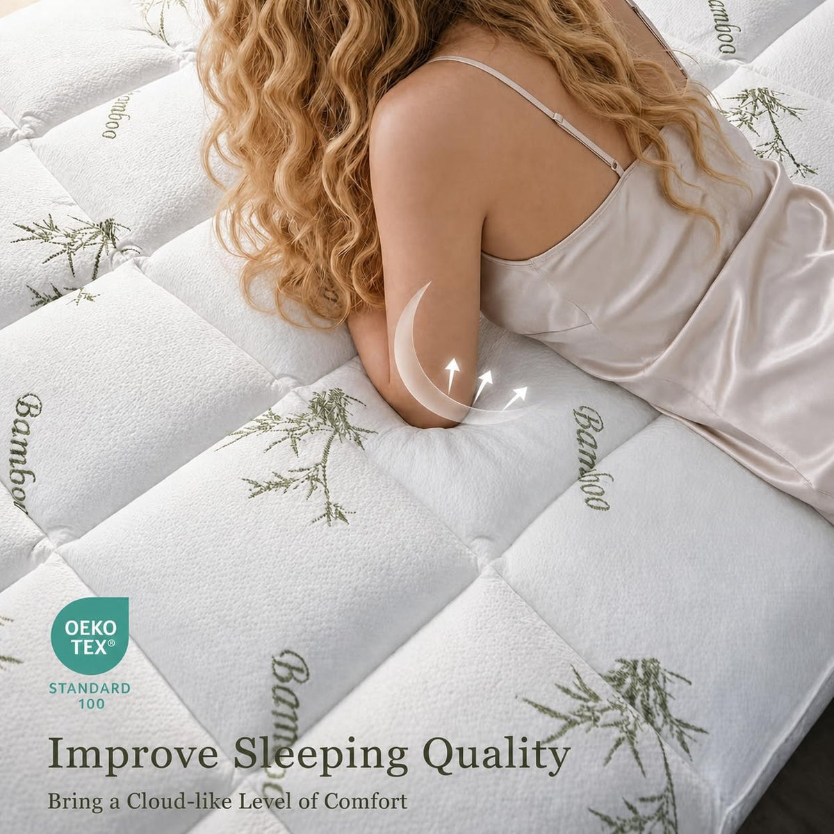 2 Inch Mattress Topper Queen - Viscose Derived from Bamboo,White