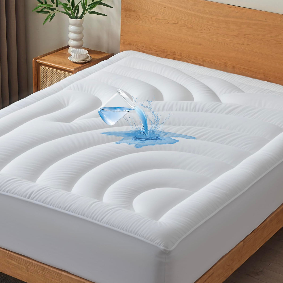 Waterproof Mattress Pad Queen, Quilted Fitted Queen Mattress Protector