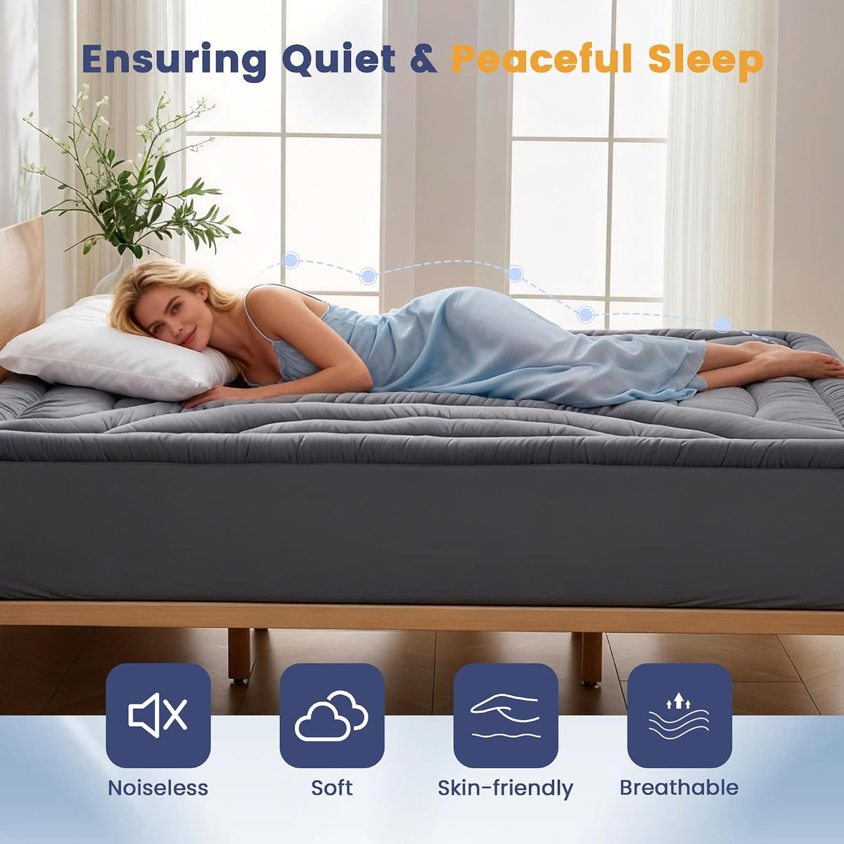 Waterproof Queen Mattress Pad, Noiseless Mattress Protector Queen Size