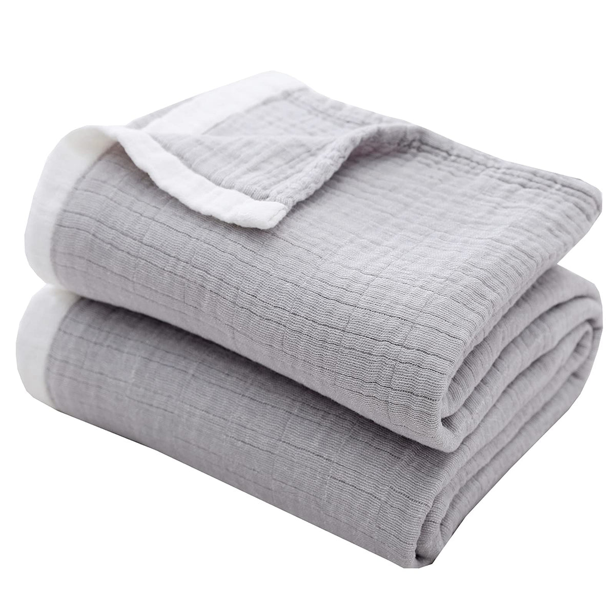 SE SOFTEXLY Muslin Throw Blanket, 4-Layer Dyed Yarn, 80”x90”, Denim Blue