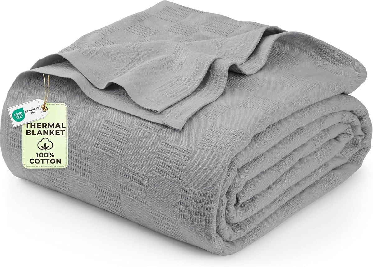 Utopia Bedding 100% Cotton Thermal Blanket Khaki Twin, 90x72 Inches