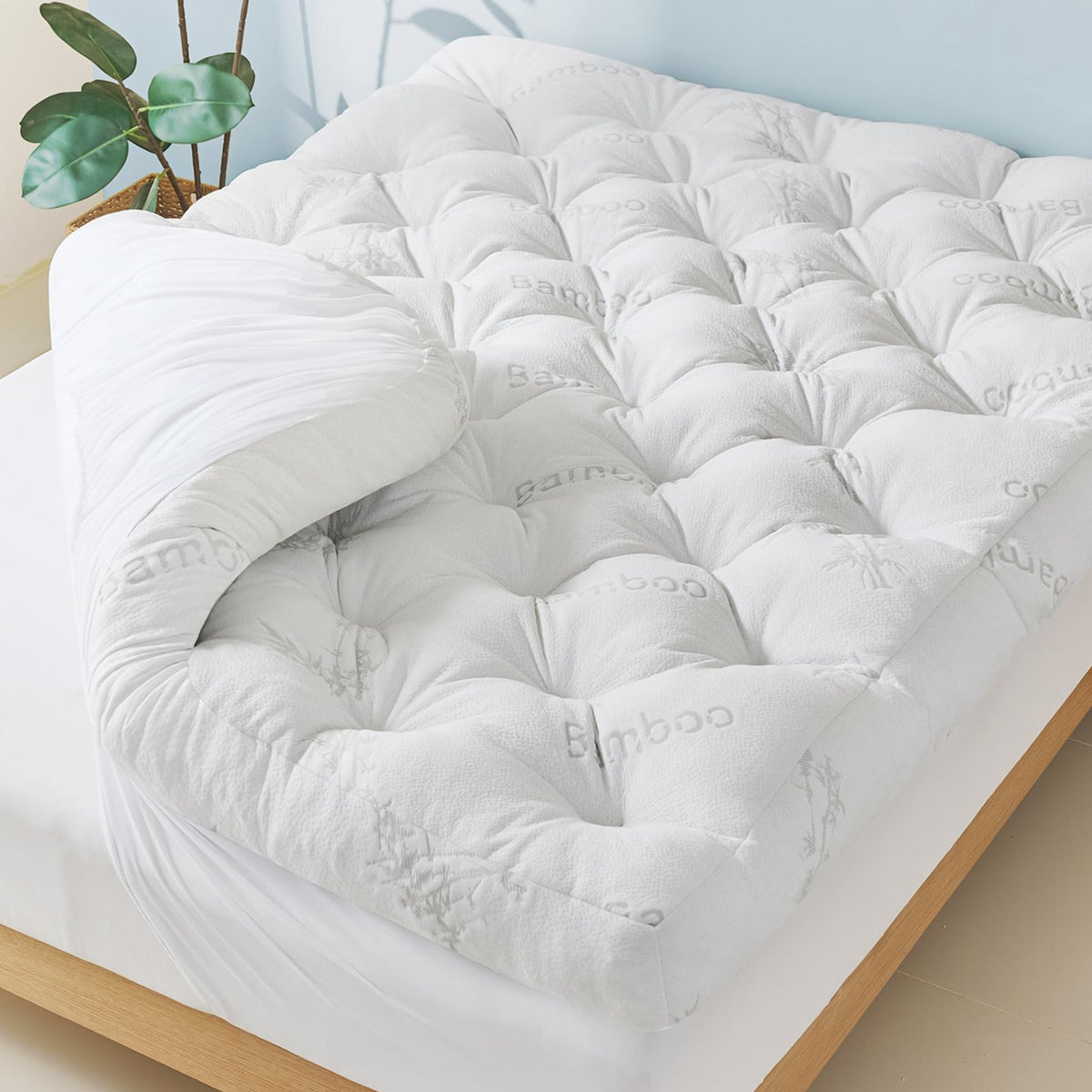 5 Inch Cooling Bamboo Viscose Mattress Topper Queen Size,60x80 in,2000 GSM