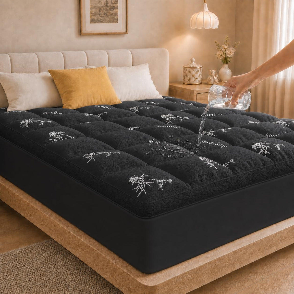 2 Inch Mattress Topper Queen - Viscose Derived from Bamboo,White
