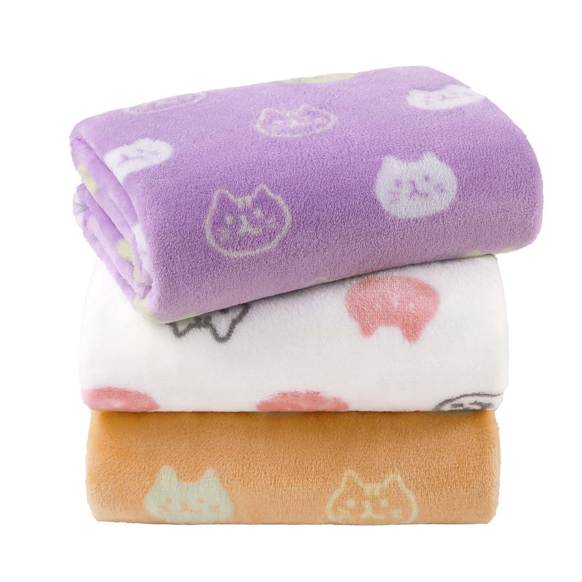 LINENLUX Dog Blankets 3-Pack, Super Soft Fluffy Fleece Pet Throw Warm