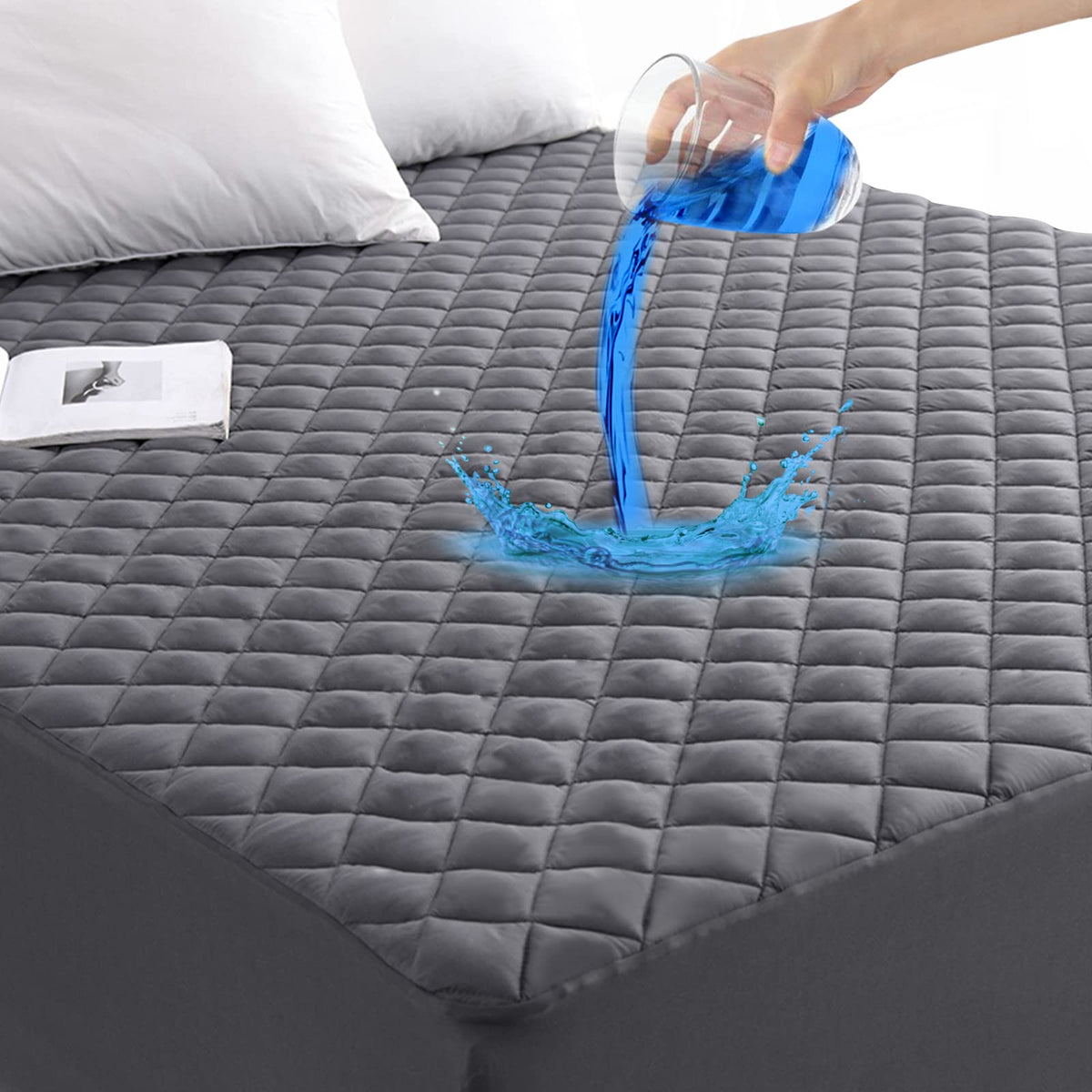 GRT King Waterproof Mattress Pad, Hollow Cotton Quilted Mattress Protector