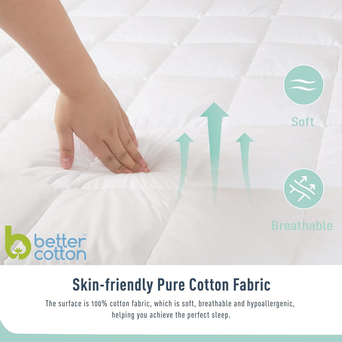 Queen Mattress Pad Cotton Quilted Cover 8-22" Deep Pocket, Regular