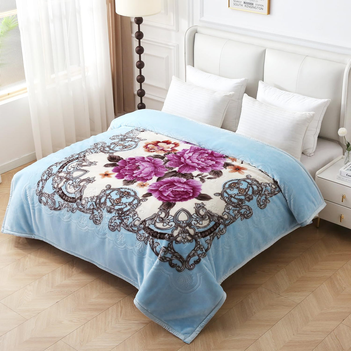 JYK Wolf Blanket Korean Style Queen Size Fleece Bed Blanket, 520GSM 2 Ply