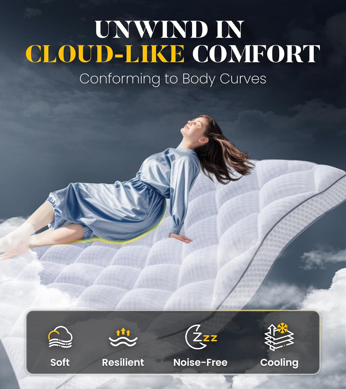 Milcabe Memory Foam Mattress Topper Super King for Back Pain, Extra Soft Pillow Top King Mattress Topper with 4X Support, Mattress Pad with Breathable Air Mesh Sides, 6-21'' Deep Pocket