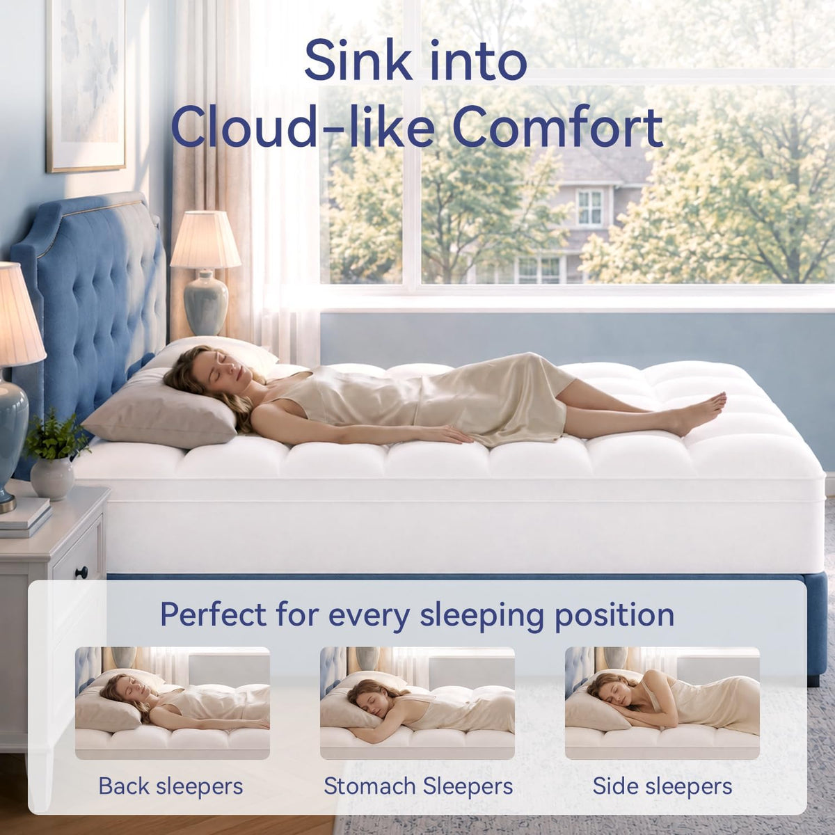 ELEMUSE Queen Mattress Topper, Extra Thick Pillow Top Mattress Pad Cover