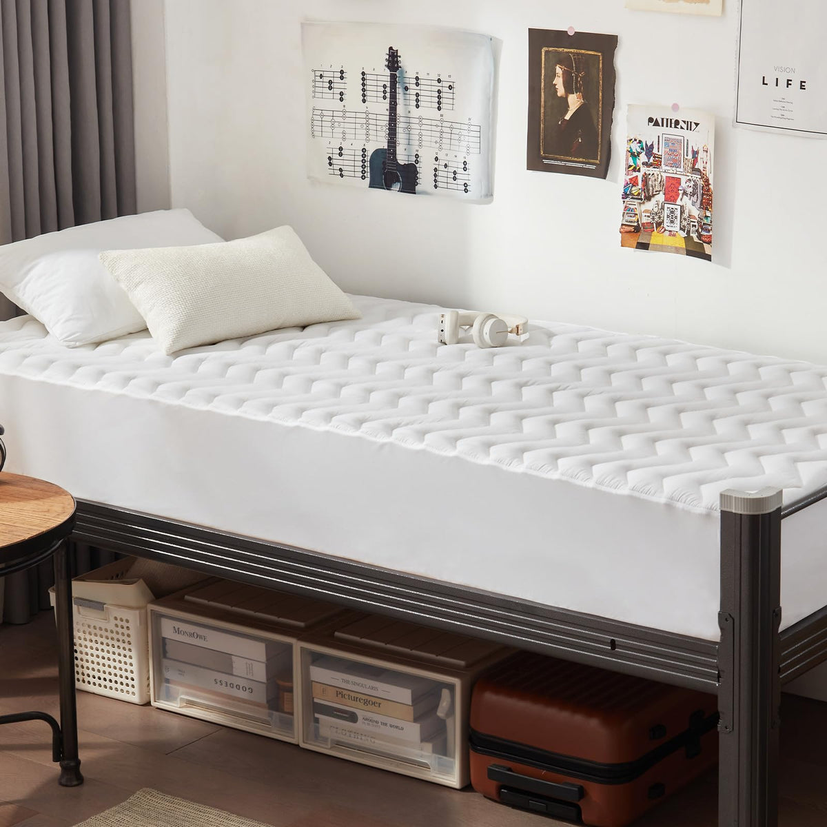 UNILIBRA Twin Size Mattress Pad Cooling Rayon from Bamboo, Quilted Fitted Mattress Protector Pillow Top Single Mattress Cover with Deep Pocket Up to 19 Inches, Ultra Soft Filling Mattress Topper