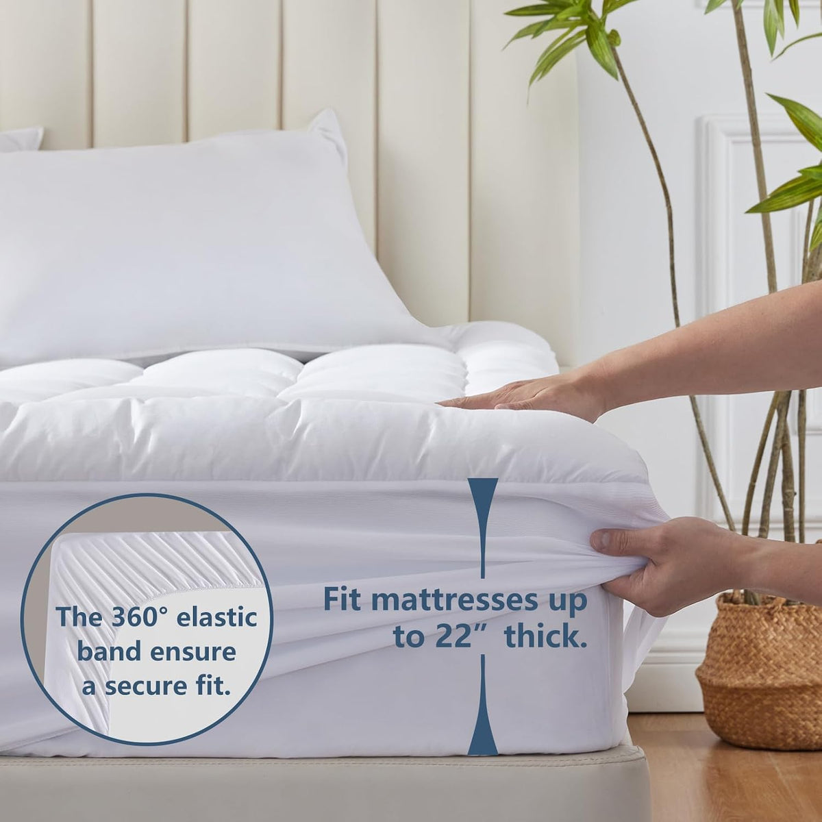 CozyLux Twin Size Mattress Pad Pillow Top Cotton Cooling Mattress Topper