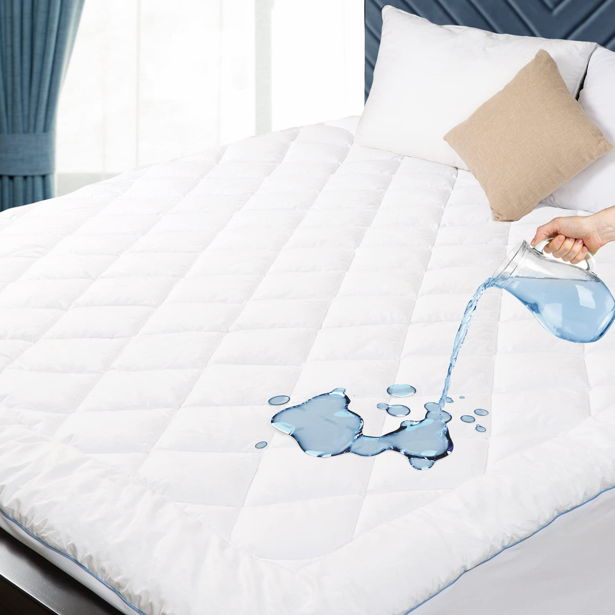 Queen Mattress Pad Cotton Quilted Cover 8-22" Deep Pocket, Regular