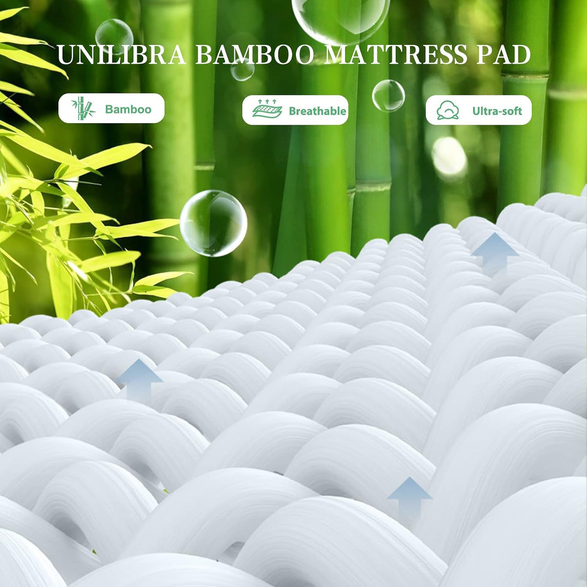 UNILIBRA Twin Size Mattress Pad Cooling Rayon from Bamboo, Quilted Fitted Mattress Protector Pillow Top Single Mattress Cover with Deep Pocket Up to 19 Inches, Ultra Soft Filling Mattress Topper