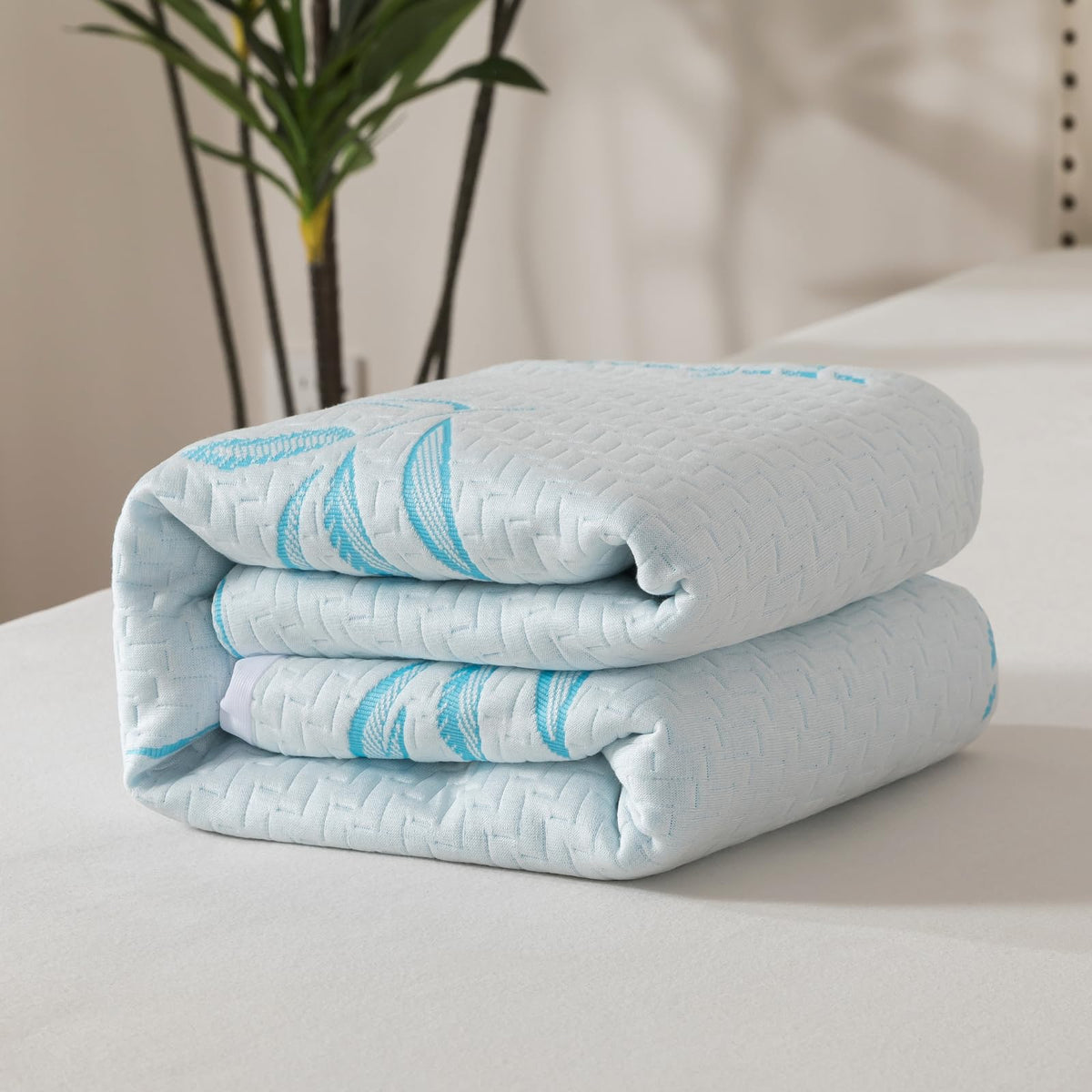 WhatsBedding Bamboo Mattress Topper Protector Queen Size (Only Cover)