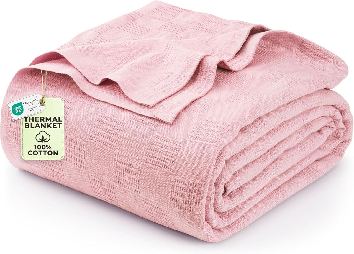 Utopia Bedding 100% Cotton Thermal Blanket Khaki Twin, 90x72 Inches