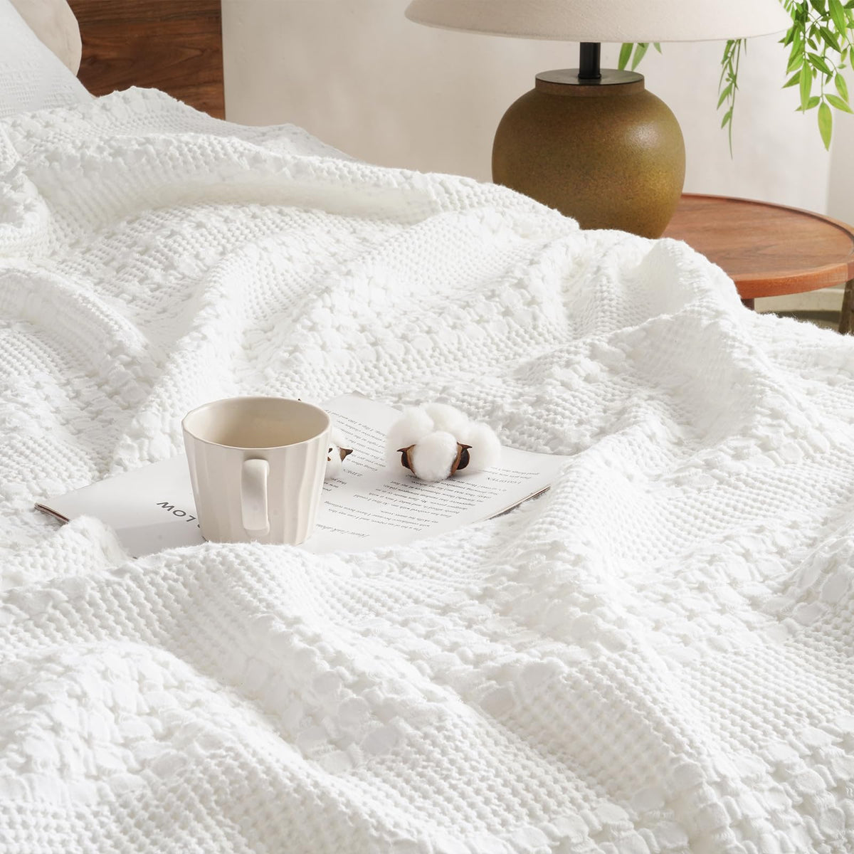 David's Home 100% Cotton Waffle Blanket King Size, Lightweight Breathable Soft Cooling Blanket for All Seasons, Gift for Women, Aesthetics Home Decor for Couch Sofa Bedding,Grey,108x90