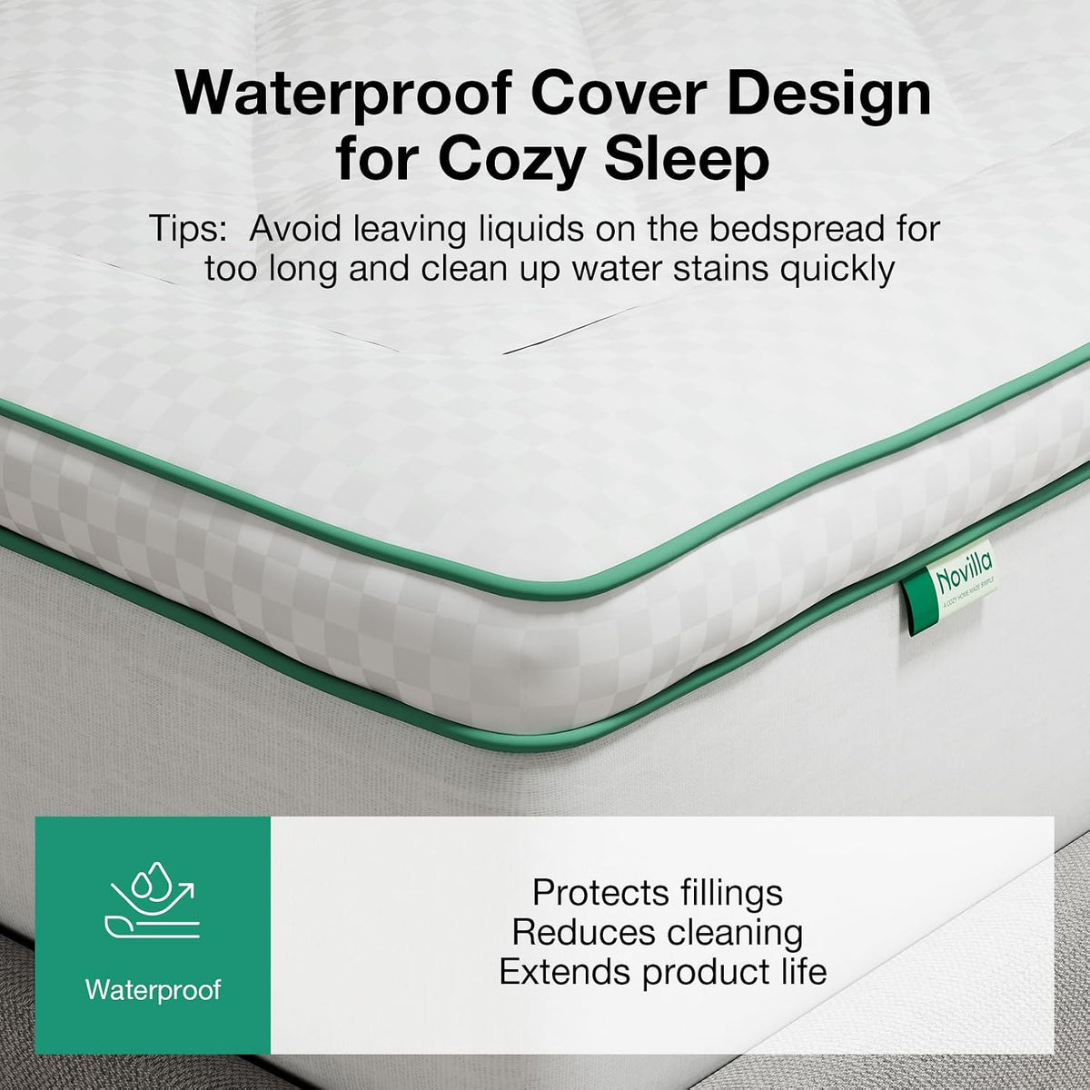 Novilla Queen Mattress Topper, Extra Thick Pillow Top Down Alternative Pad