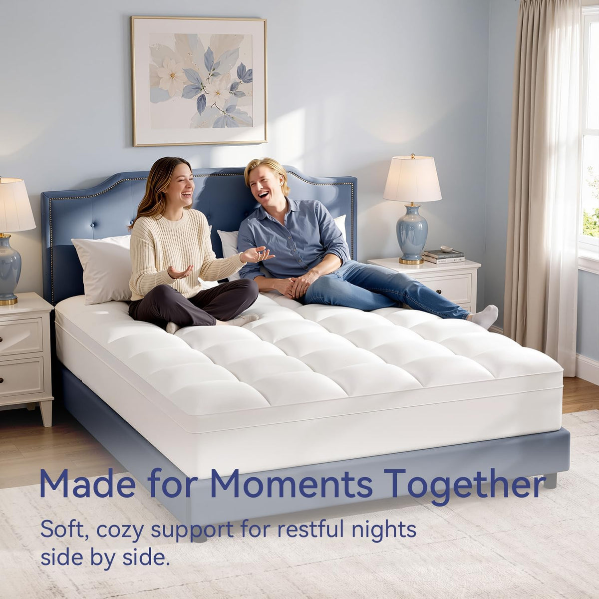 ELEMUSE Queen Mattress Topper, Extra Thick Pillow Top Mattress Pad Cover