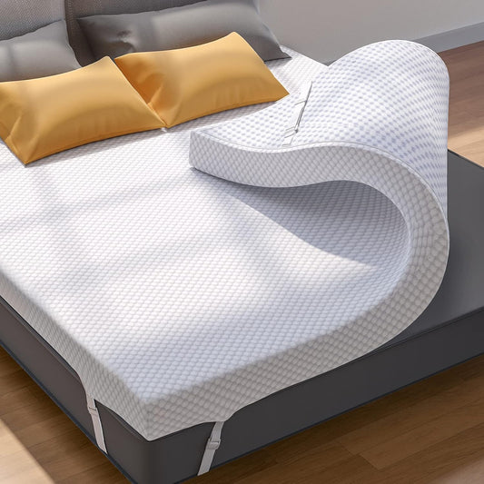PERLECARE Full Size 3 Inch Gel Memory Foam Mattress Topper with Cover