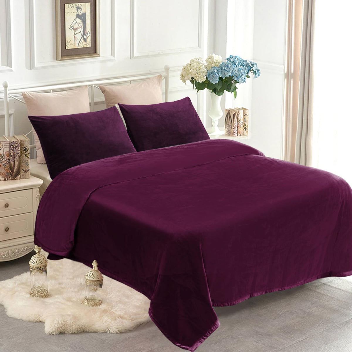 JYK Wolf Blanket Korean Style Queen Size Fleece Bed Blanket, 520GSM 2 Ply
